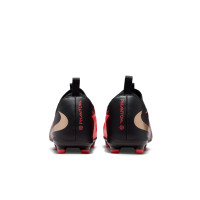 Nike Phantom 6 Low Academy Gazon Naturel Artificiel Chaussures de Foot (MG) Enfants Noir Rouge Vif Doré