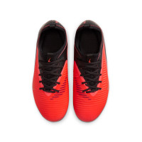 Nike Phantom 6 Low Academy Gazon Naturel Artificiel Chaussures de Foot (MG) Enfants Noir Rouge Vif Doré