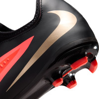 Nike Phantom 6 Low Academy Gazon Naturel Artificiel Chaussures de Foot (MG) Enfants Noir Rouge Vif Doré