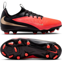 Nike Phantom 6 Low Academy Gazon Naturel Artificiel Chaussures de Foot (MG) Enfants Noir Rouge Vif Doré