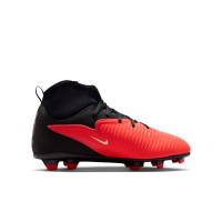 Nike Phantom 6 High Club Gazon Naturel Artificiel Chaussures de Foot (MG) Enfants Noir Rouge Vif Doré