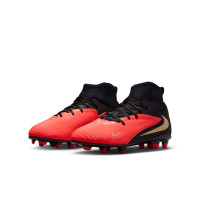 Nike Phantom 6 High Club Gazon Naturel Artificiel Chaussures de Foot (MG) Enfants Noir Rouge Vif Doré