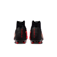 Nike Phantom 6 High Club Gazon Naturel Artificiel Chaussures de Foot (MG) Enfants Noir Rouge Vif Doré