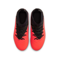 Nike Phantom 6 High Club Gazon Naturel Artificiel Chaussures de Foot (MG) Enfants Noir Rouge Vif Doré