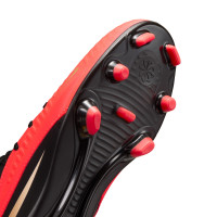 Nike Phantom 6 High Club Gazon Naturel Artificiel Chaussures de Foot (MG) Enfants Noir Rouge Vif Doré