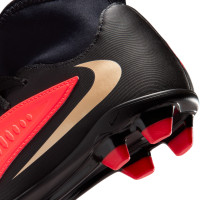 Nike Phantom 6 High Club Gazon Naturel Artificiel Chaussures de Foot (MG) Enfants Noir Rouge Vif Doré