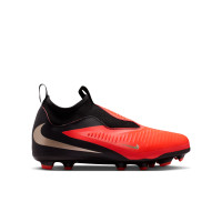 Nike Phantom 6 High Academy Gazon Naturel Artificiel Chaussures de Foot (MG) Enfants Noir Rouge Vif Doré