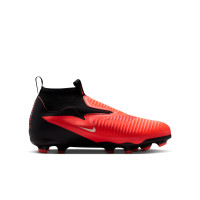 Nike Phantom 6 High Academy Gazon Naturel Artificiel Chaussures de Foot (MG) Enfants Noir Rouge Vif Doré