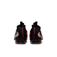 Nike Phantom 6 High Academy Gazon Naturel Artificiel Chaussures de Foot (MG) Enfants Noir Rouge Vif Doré
