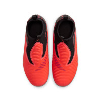 Nike Phantom 6 High Academy Gazon Naturel Artificiel Chaussures de Foot (MG) Enfants Noir Rouge Vif Doré