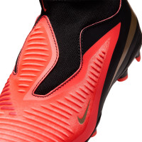 Nike Phantom 6 High Academy Gazon Naturel Artificiel Chaussures de Foot (MG) Enfants Noir Rouge Vif Doré
