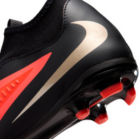 Nike Phantom 6 High Academy Gazon Naturel Artificiel Chaussures de Foot (MG) Enfants Noir Rouge Vif Doré