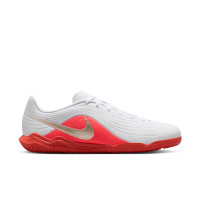 Nike Tiempo Maestro Club Chaussures de Foot en Salle (IN) Blanc Rouge Vif Doré