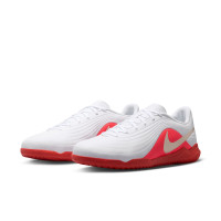 Nike Tiempo Maestro Club Chaussures de Foot en Salle (IN) Blanc Rouge Vif Doré