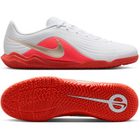 Nike Tiempo Maestro Club Chaussures de Foot en Salle (IN) Blanc Rouge Vif Doré