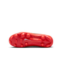 Nike Tiempo Maestro Academy Gazon Naturel Artificiel Chaussures de Foot (MG) Enfants Blanc Rouge Vif Doré