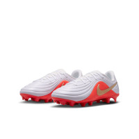 Nike Tiempo Maestro Academy Gazon Naturel Artificiel Chaussures de Foot (MG) Enfants Blanc Rouge Vif Doré