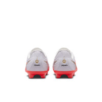 Nike Tiempo Maestro Academy Gazon Naturel Artificiel Chaussures de Foot (MG) Enfants Blanc Rouge Vif Doré
