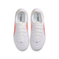 Nike Tiempo Maestro Academy Gazon Naturel Artificiel Chaussures de Foot (MG) Enfants Blanc Rouge Vif Doré