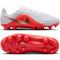 Nike Tiempo Maestro Academy Gazon Naturel Artificiel Chaussures de Foot (MG) Enfants Blanc Rouge Vif Doré