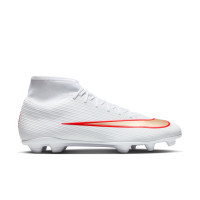 Nike Mercurial Superfly 11 Club Gazon Naturel Artificiel Chaussures de Foot (MG) Blanc Rouge Vif Doré