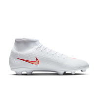 Nike Mercurial Superfly 11 Club Gazon Naturel Artificiel Chaussures de Foot (MG) Blanc Rouge Vif Doré