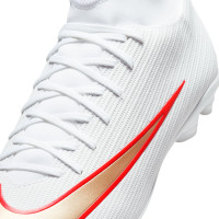 Nike Mercurial Superfly 11 Club Gazon Naturel Artificiel Chaussures de Foot (MG) Blanc Rouge Vif Doré