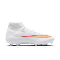 Nike Zoom Mercurial Superfly 11 Academy Gazon Naturel Artificiel Chaussures de Foot (MG) Blanc Rouge Vif Doré
