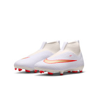 Nike Zoom Mercurial Superfly 11 Academy Gazon Naturel Artificiel Chaussures de Foot (MG) Enfants Blanc Rouge Vif Doré