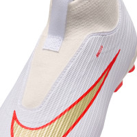 Nike Zoom Mercurial Superfly 11 Academy Gazon Naturel Artificiel Chaussures de Foot (MG) Enfants Blanc Rouge Vif Doré