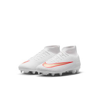 Nike Mercurial Superfly 11 Club Gazon Naturel Artificiel Chaussures de Foot (MG) Tout-Petits Blanc Rouge Vif Doré