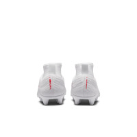 Nike Mercurial Superfly 11 Club Gazon Naturel Artificiel Chaussures de Foot (MG) Tout-Petits Blanc Rouge Vif Doré