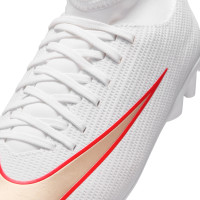 Nike Mercurial Superfly 11 Club Gazon Naturel Artificiel Chaussures de Foot (MG) Tout-Petits Blanc Rouge Vif Doré