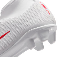 Nike Mercurial Superfly 11 Club Gazon Naturel Artificiel Chaussures de Foot (MG) Tout-Petits Blanc Rouge Vif Doré
