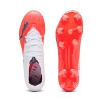 PUMA Ultra Nitro 7 Match Gazon Naturel Artificiel Chaussures de Foot (MG) Blanc Rouge Vif Noir