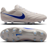 Nike Tiempo Ligera Pro Gazon Naturel Chaussures de Foot (FG) Blanc Crayon Bleu Blanc