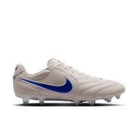 Nike Tiempo Ligera Pro Gazon Naturel Chaussures de Foot (FG) Blanc Crayon Bleu Blanc