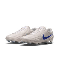 Nike Tiempo Ligera Pro Gazon Naturel Chaussures de Foot (FG) Blanc Crayon Bleu Blanc