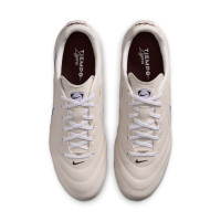 Nike Tiempo Ligera Pro Gazon Naturel Chaussures de Foot (FG) Blanc Crayon Bleu Blanc