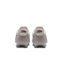 Nike Tiempo Ligera Pro Gazon Naturel Chaussures de Foot (FG) Blanc Crayon Bleu Blanc