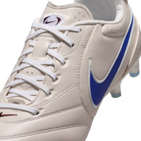 Nike Tiempo Ligera Pro Gazon Naturel Chaussures de Foot (FG) Blanc Crayon Bleu Blanc