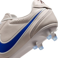 Nike Tiempo Ligera Pro Gazon Naturel Chaussures de Foot (FG) Blanc Crayon Bleu Blanc