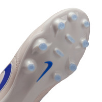 Nike Tiempo Ligera Pro Gazon Naturel Chaussures de Foot (FG) Blanc Crayon Bleu Blanc