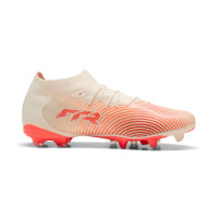 PUMA Future 9 Match Gazon Naturel Artificiel Chaussures de Foot (MG) Blanc Cassé Noir Rose