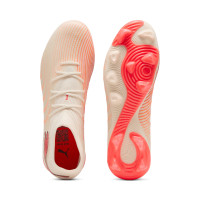 PUMA Future 9 Match Gazon Naturel Artificiel Chaussures de Foot (MG) Blanc Cassé Noir Rose