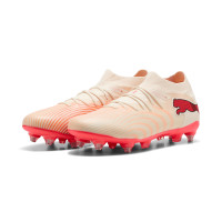 PUMA Future 9 Match IJzeren-Nop Voetbalschoenen (SG) Gebroken Wit Zwart Roze