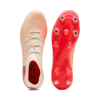 PUMA Future 9 Match IJzeren-Nop Voetbalschoenen (SG) Gebroken Wit Zwart Roze