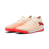 PUMA Future 9 Match Zaalvoetbalschoenen (IN) Gebroken Wit Zwart Roze