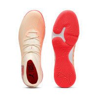 PUMA Future 9 Match Zaalvoetbalschoenen (IN) Gebroken Wit Zwart Roze