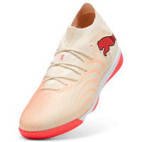 PUMA Future 9 Match Zaalvoetbalschoenen (IN) Gebroken Wit Zwart Roze